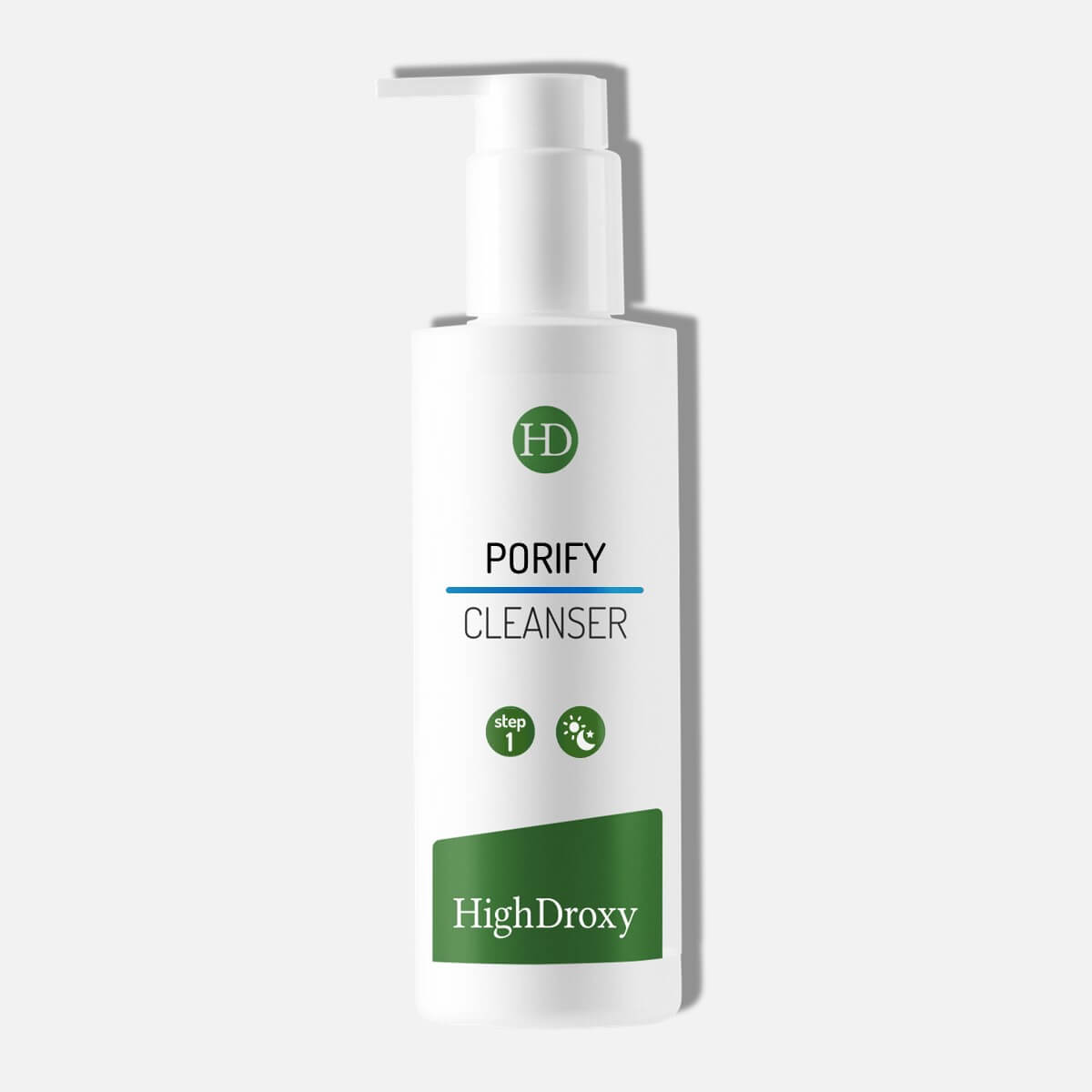 Bottle from HighDroxy Porify Cleanser against light gray background