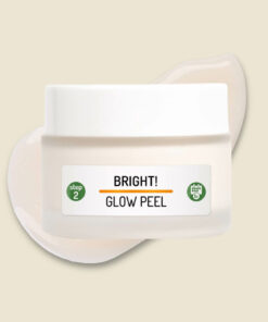 Tiegel der Bright! Glow Peel Peeling Maske mit Textur im Hintergrund